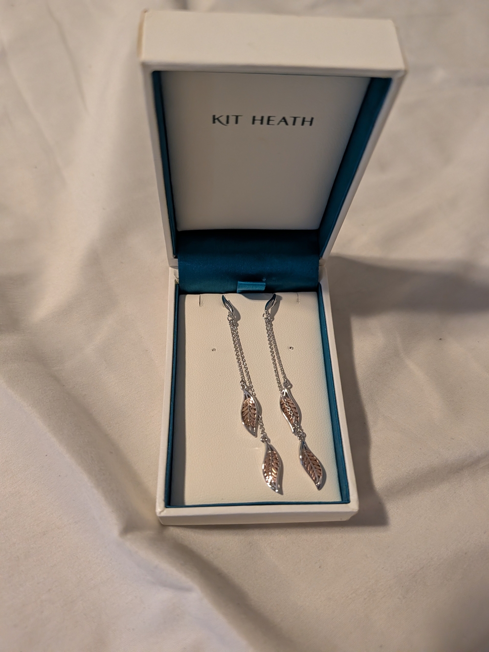 Heath Ceramics Silver Leaf Chain Drop Earrings